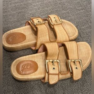 8 JCREW Two-strap woven buckle sandals